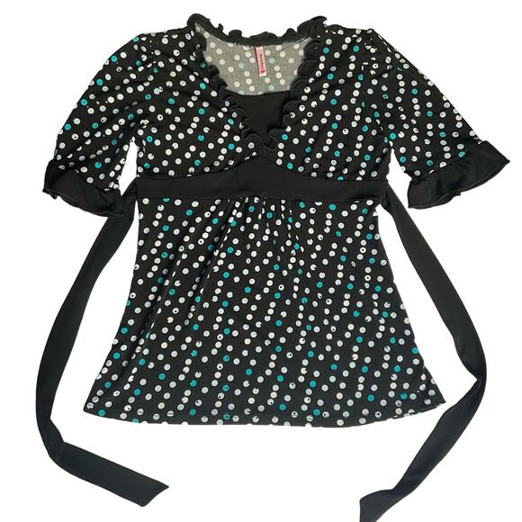 Tempted Kids 3/4 Sleeve Blouse for Girls, size L, Black & Blue, Shinning Sequins - Picture 1 of 9